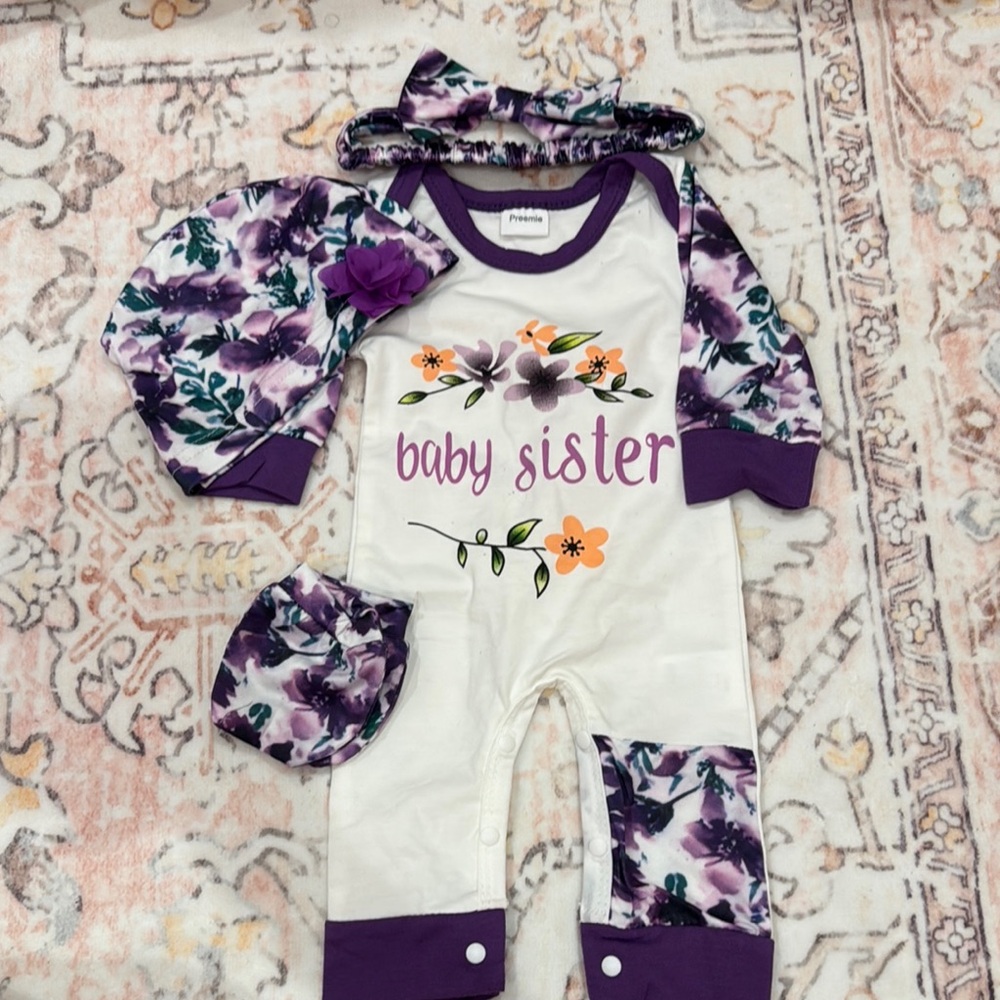 PatPat Purple and White Floral Jumpsuit